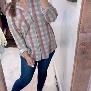 Express vintage plaid button down shirt size large